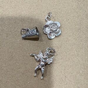 Sterling Silver Charm Set with Cheer, Rose, and Cherub